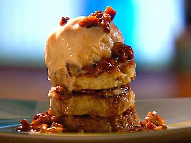 "French Toast" Napoleon with Maple Syrup, Pecans and Ice Cream