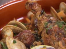 Cooking Channel serves up this Portuguese Chicken with Chorizo and Clams recipe from Chuck Hughes plus many other recipes at CookingChannelTV.com