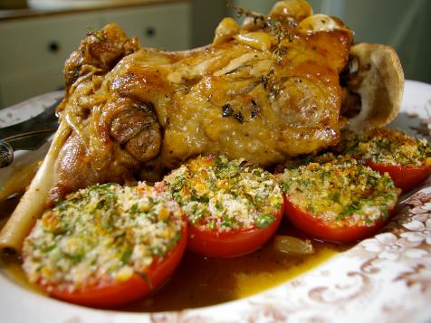 Slow Lamb with Baked Provencal Tomatoes