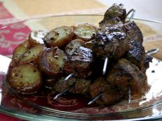 Cooking Channel serves up this Sirloin Skewers with Roasted Potatoes recipe  plus many other recipes at CookingChannelTV.com