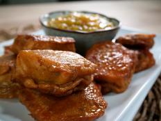 Cooking Channel serves up this Fish Pakoras with Peach Chutney recipe  plus many other recipes at CookingChannelTV.com