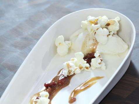 Sweet Corn Ice Cream, Salty Popped Corn and Caramel-Candied Bacon