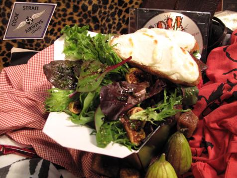 Sweet Fig and Mesclun "Splitsville" Salad with Nutty Pesto and Goat Cheese Crostini