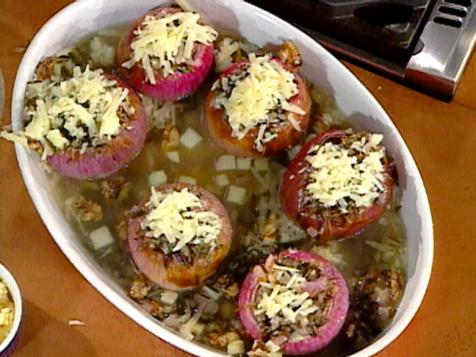 Baked Onions with Rice, Apple, and Nut Stuffing