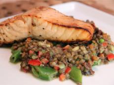 Cooking Channel serves up this Broiled Salmon over Lentil Salad recipe from Kelsey Nixon plus many other recipes at CookingChannelTV.com