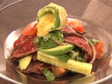 Cooking Channel serves up this Flank Steak Salad with Jalapeno Poppers recipe from Chuck Hughes plus many other recipes at CookingChannelTV.com