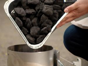 Fill Chimney Starter with Charcoal Briquettes