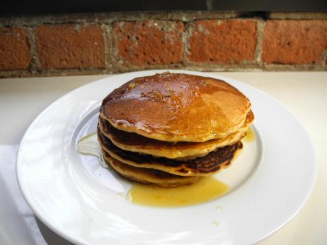 Maple Syrup Roasted Sweet Potato Pancakes with Citrus Brown Sugar Sauce