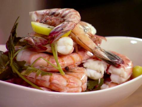 Poached Shrimp with Bay Leaves and Lemon