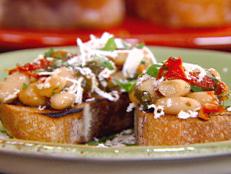 Cooking Channel serves up this Bruschetta with White Beans, Sun-dried Tomatoes and Basil recipe from Michael Chiarello plus many other recipes at CookingChannelTV.com