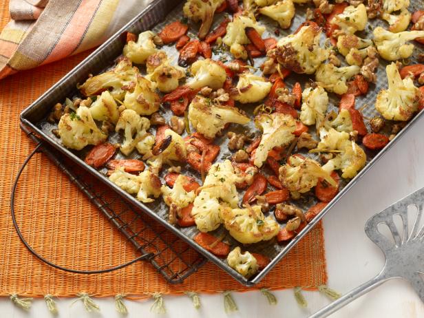 Quick Roasted Carrots and Cauliflower with Walnuts