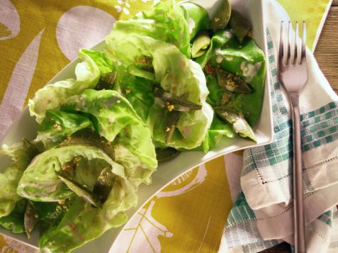 Butter Lettuce Salad with Pickled Sugar Snap Peas and Homemade Thousand Island Dressing
