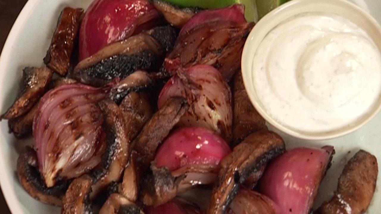 Grilled Onions and Mushrooms