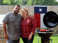 Roger Mooking and Elizabeth Karmel cook at the Michelson home in Lockhart, TX, as seen on Cooking Channel's Red, White, and Grill special featuring Williams-Sonoma.,Roger Mooking and Elizabeth Karmel cook at the Michelson home in Lockhart,TX,as seen on Cooking Channel's Red,White,and Grill special featuring Williams-Sonoma.
