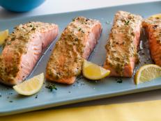 Cooking Channel serves up this Broiled Salmon with Herb Mustard Glaze recipe from Giada De Laurentiis plus many other recipes at CookingChannelTV.com