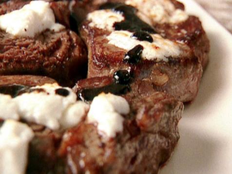 Filet Mignon with Balsamic Syrup and Goat Cheese