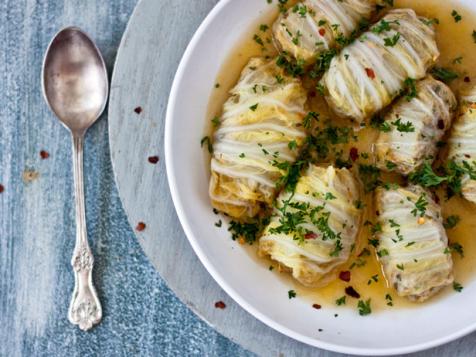 Cabbage Rolls Stuffed with Meat, Chestnuts and Dill