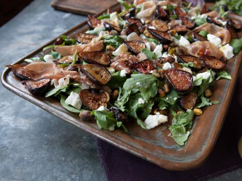 Roasted Fig Salad with Goat Cheese, Prosciutto and Arugula