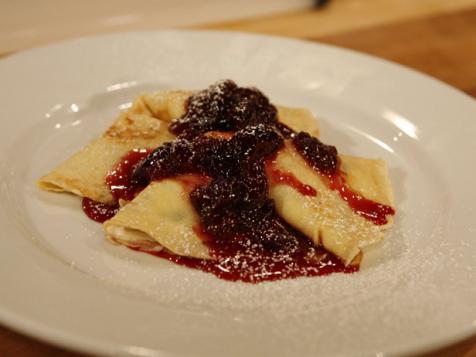 Flambeed Crepes with Mascarpone and Cherries