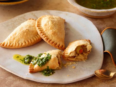 Chicken and Olive Empanadas with Chimichurri Sauce