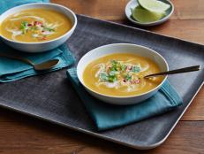 Cooking Channel serves up this Roasted Butternut Squash Soup with Chili Ginger recipe from Lorraine Pascale plus many other recipes at CookingChannelTV.com