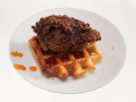 Southern Fried Chicken Thighs with Pecan Waffles and Peachy Keen Sauce