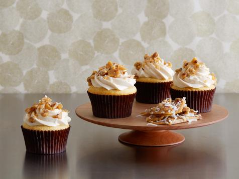 Salted Caramel Cupcakes with Pecan Coconut Brittle Crumble and Caramel Swiss Buttercream