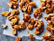 Get a candied pecans recipe from Chuck Hughes on Cooking Channel.