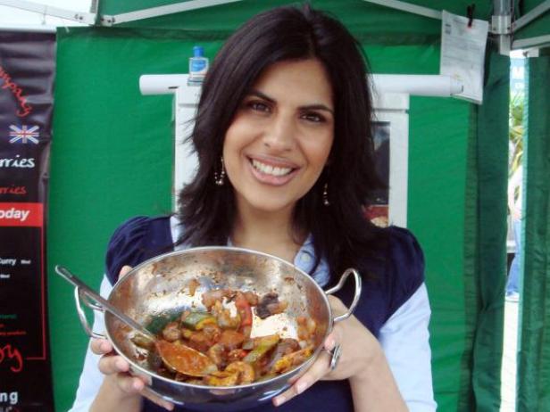 Anjum Anand at a cooking demo