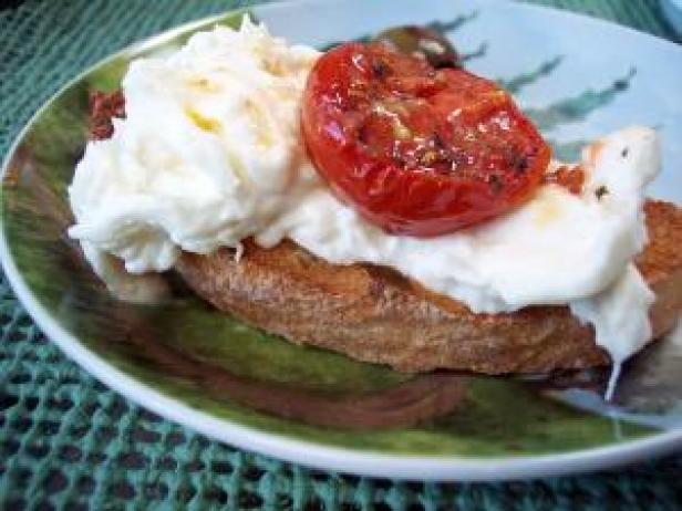 Burrata cheese (with roasted tomato on crusty bread). Easily the most amazing stuff in the world. Photo by
