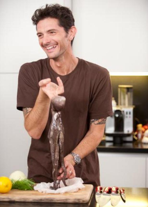 Gabriele Corcos cooking octopus.