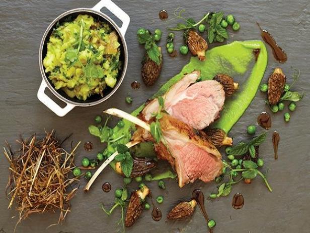 Hay-Baked Lamb with Peas