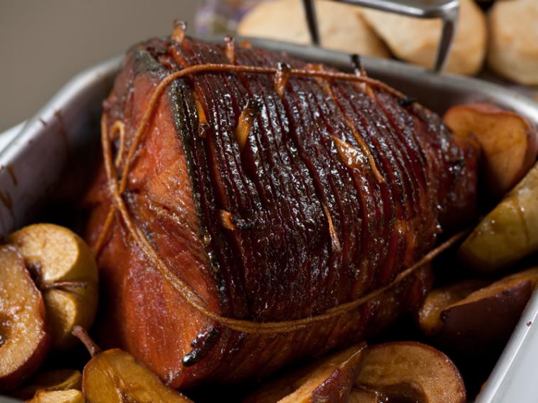 Sugarcane Baked Ham with Spiced Apples and Pears Recipe Emeril Lagasse Food Network