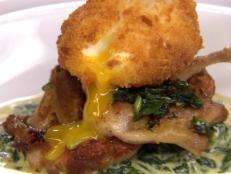 Cooking Channel serves up this Quail and Egg on Creamed Spinach recipe from Chuck Hughes plus many other recipes at CookingChannelTV.com
