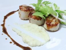 Cooking Channel serves up this Pan Roasted Diver Scallops with Potato and Celery Root Puree and Brown Butter recipe from Michael Symon plus many other recipes at CookingChannelTV.com