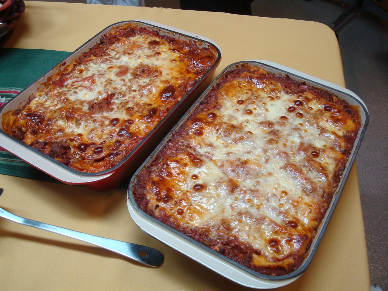 Lasagna in cheap metal pan