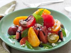 Cooking Channel serves up this Refreshing Watermelon and Heirloom Tomato Salad recipe  plus many other recipes at CookingChannelTV.com
