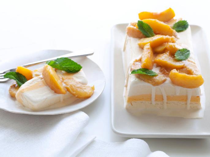 Ice Cream Terrine with Sauteed Peaches Recipes Cooking Channel