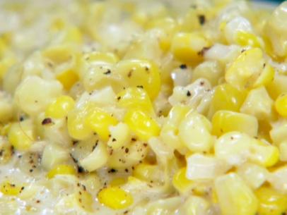 Creamed corn with black pepper.