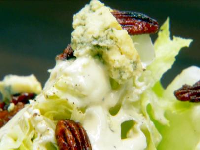 Wedge salad with blue cheese dressing and spicy beer nuts.