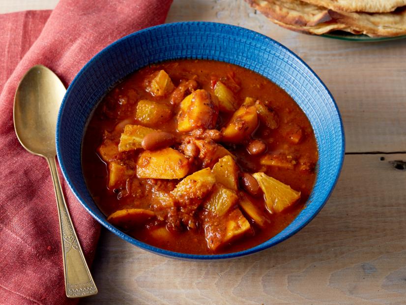 Bal Arneson's Kidney Bean Stew with Sweet Potatoes and Oranges for Main Dishes as seen on Cooking Channel's Spice Goddess