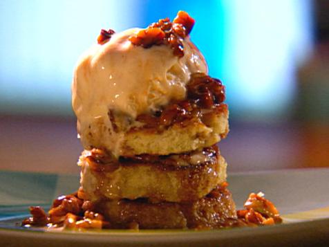 "French Toast" Napoleon with Maple Syrup, Pecans and Ice Cream