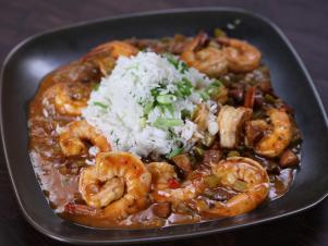 louisiana style shrimp is cooked in creole sauce