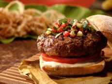 Cooking Channel serves up this Five Spice Lamb Burgers with Pickled Cucumber Relish and Five Spice Aioli recipe from Roger Mooking plus many other recipes at CookingChannelTV.com
