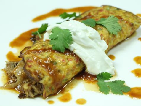 Corn Crepes with BBQ Duck Confit