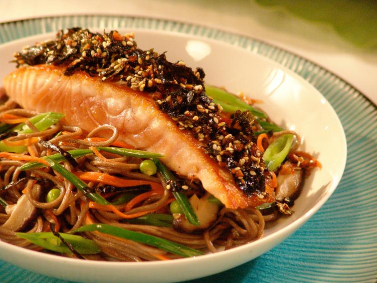 Nori Crusted Salmon With A Soba Noodle Salad And Green Tea Recipes