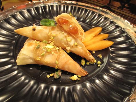 Camembert Feuilletee with Apricot Syrup and Pistachios