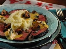 Cooking Channel serves up this Balsamic Marinated Roast Beef, Mashed Potatoes, Sauteed Mushrooms, Baked Camembert with Herb Oil recipe from Roger Mooking plus many other recipes at CookingChannelTV.com