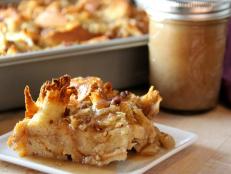 Cooking Channel serves up this Apple Bread Pudding with Caramel Dessert Sauce recipe from Kelsey Nixon plus many other recipes at CookingChannelTV.com