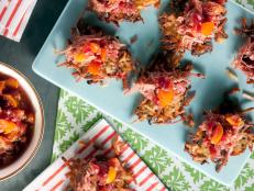 Cooking Channel serves up this Potato Latkes with Smoked Turkey Leg and Kumquat Chutney recipe from Kelsey Nixon plus many other recipes at CookingChannelTV.com